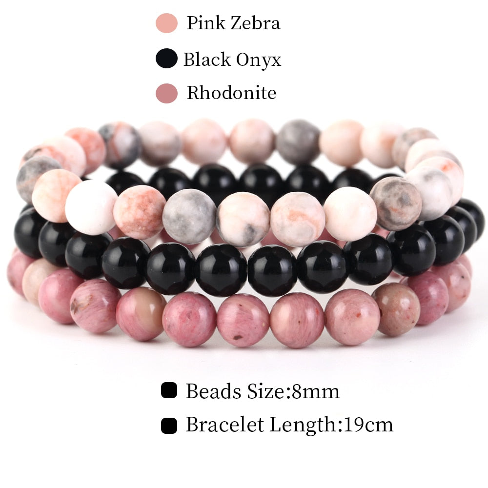 8mm 3Pcs/Set Natural Seven Chakra Stone Beads BraceletSet No.68mm