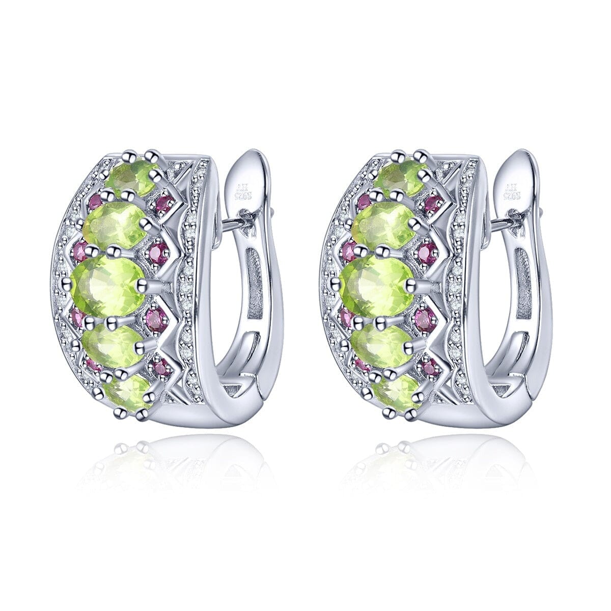 2.85 Carats Peridot 925 Sterling Silver Hoop EarringsEarrings