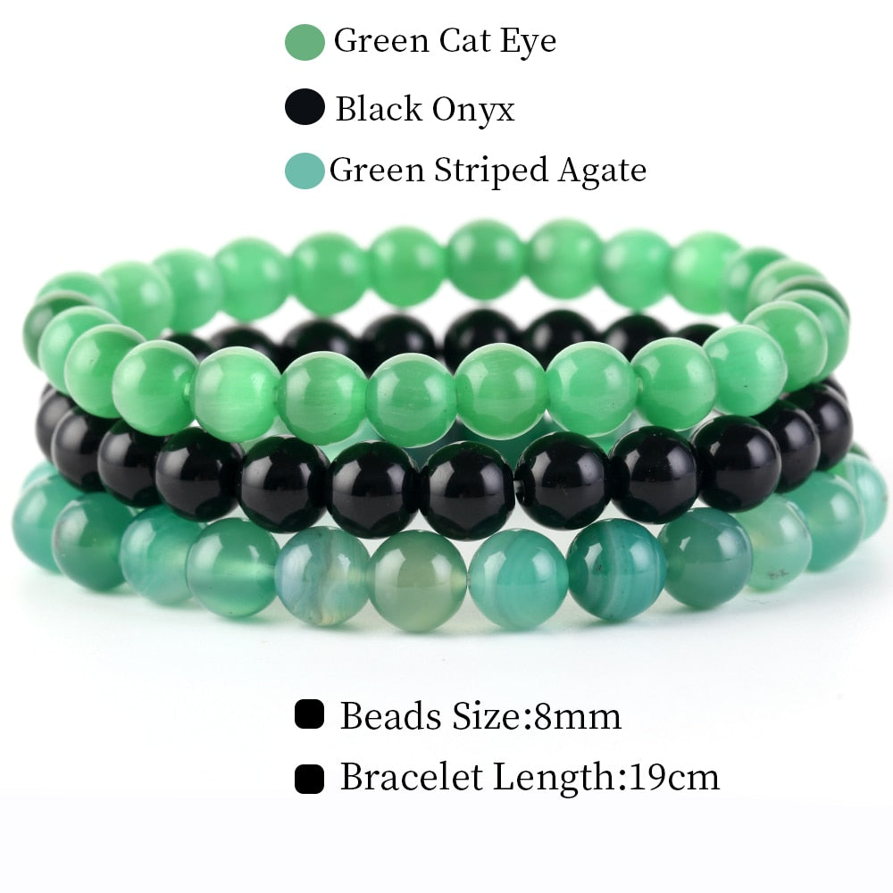 8mm 3Pcs/Set Natural Seven Chakra Stone Beads BraceletSet No.18mm