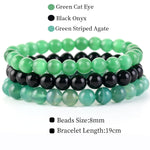 8mm 3Pcs/Set Natural Seven Chakra Stone Beads BraceletSet No.18mm