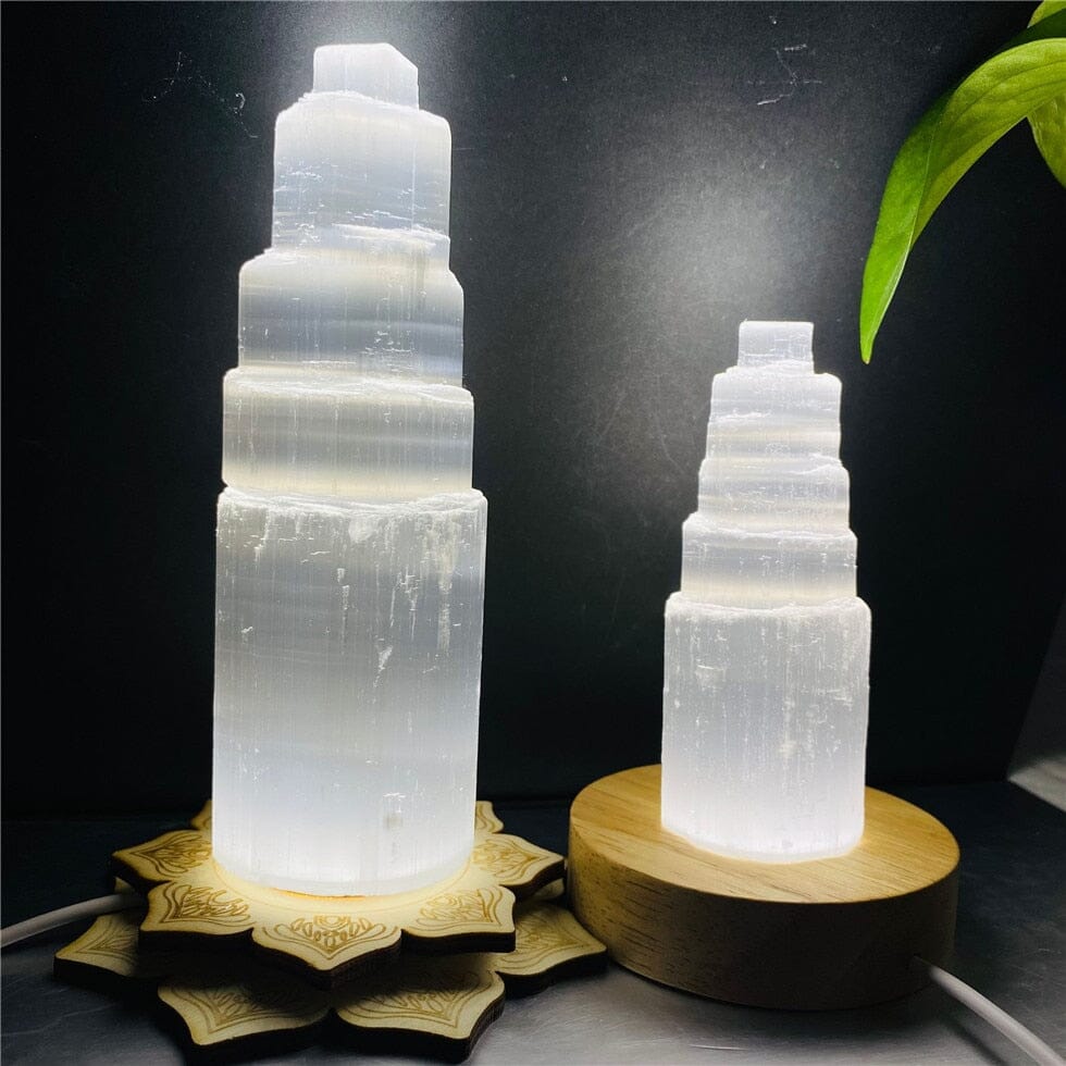 6-20cm Natural Selenite Lamp White Crystal Home Decor Collection