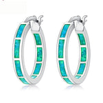 Simple Fire Opal Silver Hoop EarringsEarringsOH4722