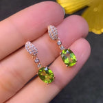 2ct 6mm*8mm 18K Peridot Gold Plated 925 Silver Drop EarringsEarrings