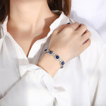 8*8mm Zircon Sapphire Stone 925 Sterling Silver BraceletBracelet