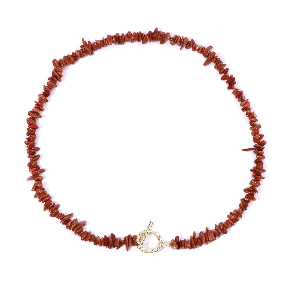 Bohemia Blue Aquamarine Chips Beaded Necklace24 Sandstone