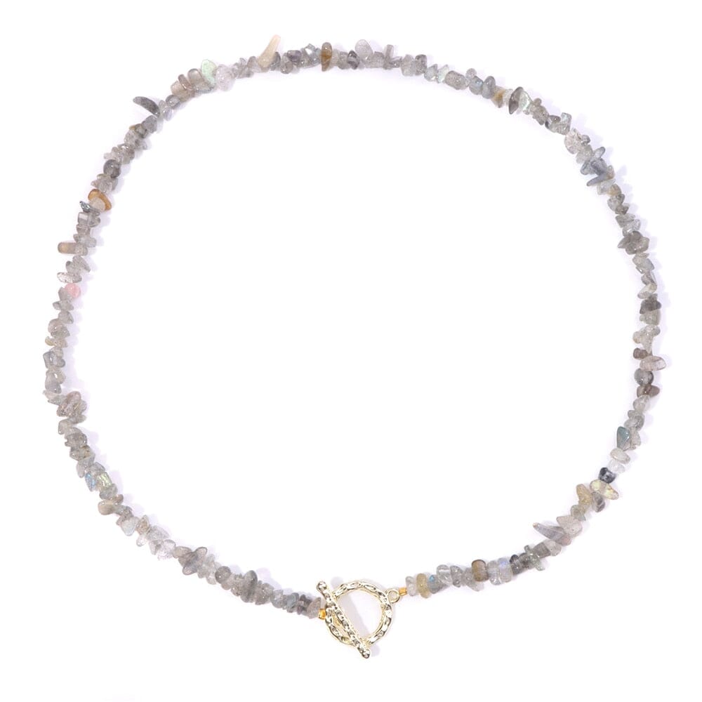 Bohemia Blue Aquamarine Chips Beaded Necklace17 Labradourite