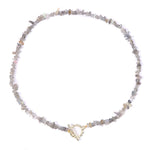 Bohemia Blue Aquamarine Chips Beaded Necklace17 Labradourite