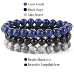 8mm 3Pcs/Set Natural Seven Chakra Stone Beads BraceletSet No.188mm