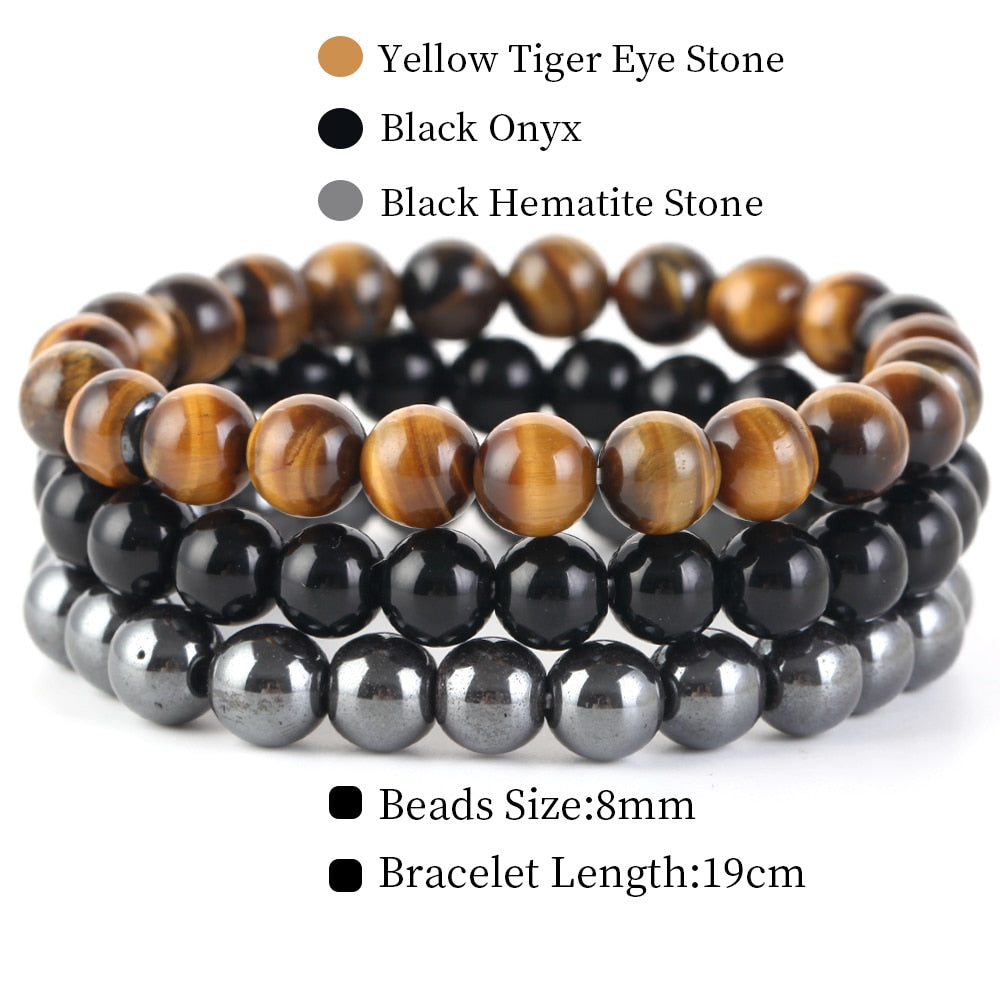 8mm 3Pcs/Set Natural Seven Chakra Stone Beads BraceletSet No.298mm