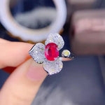 Diamond Encrusted Three-leaf Flower Resizable RingRing