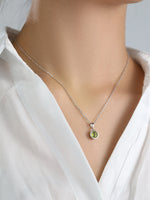 Natural Peridot Bezel Setting Pendant NecklaceNecklace