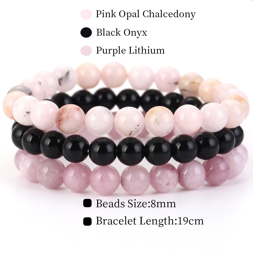 8mm 3Pcs/Set Natural Seven Chakra Stone Beads BraceletSet No.358mm