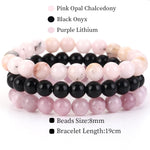 8mm 3Pcs/Set Natural Seven Chakra Stone Beads BraceletSet No.358mm