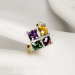 18K Gold Colorful Amethyst Topaz Emerald Ruby RingRings