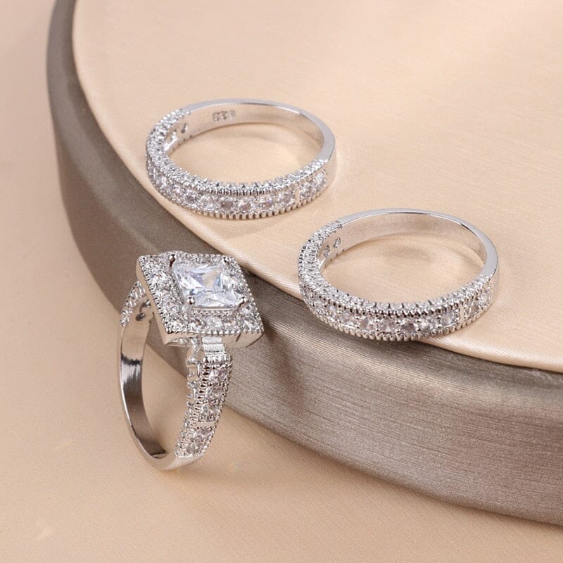 3pcs White Gold Diamond RingsRing