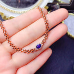 4x6mm Sapphire Gemstone 925 Sterling Silver BraceletBraceletGold-color16cm