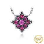 Flower Pink Ruby 925 Sterling Silver Pendant NecklaceNecklaces