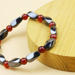Hematite Stone and Ruby Curved Quadrangular Prism BraceletBracelet