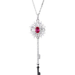 5*7mm Ruby Diamond Key Pendant NecklaceNecklace