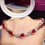 4mm*6mm 2.5ct Natural Ruby BraceletBraceletRose Gold Color