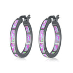 Simple Fire Opal Silver Hoop EarringsEarringsOH4953