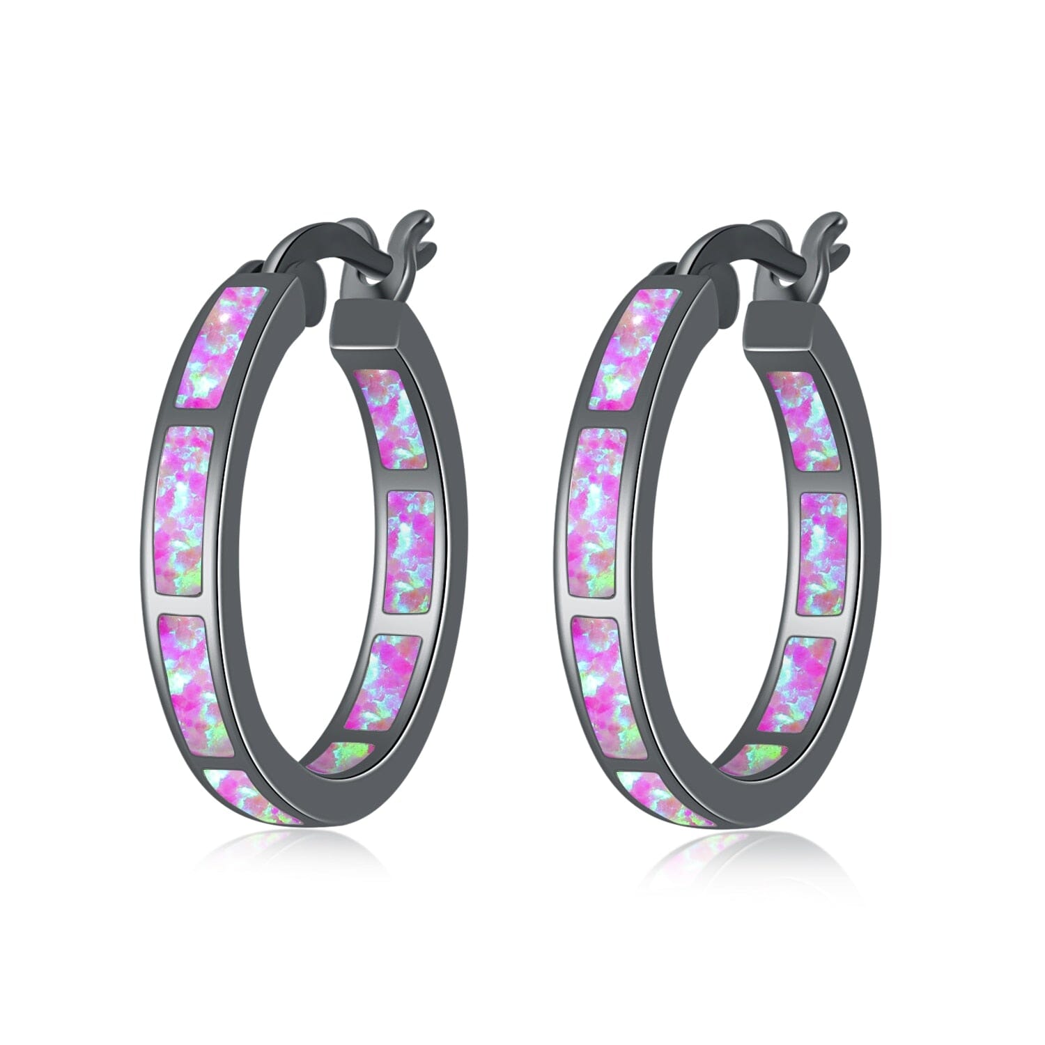 Simple Fire Opal Silver Hoop EarringsEarringsOH4953