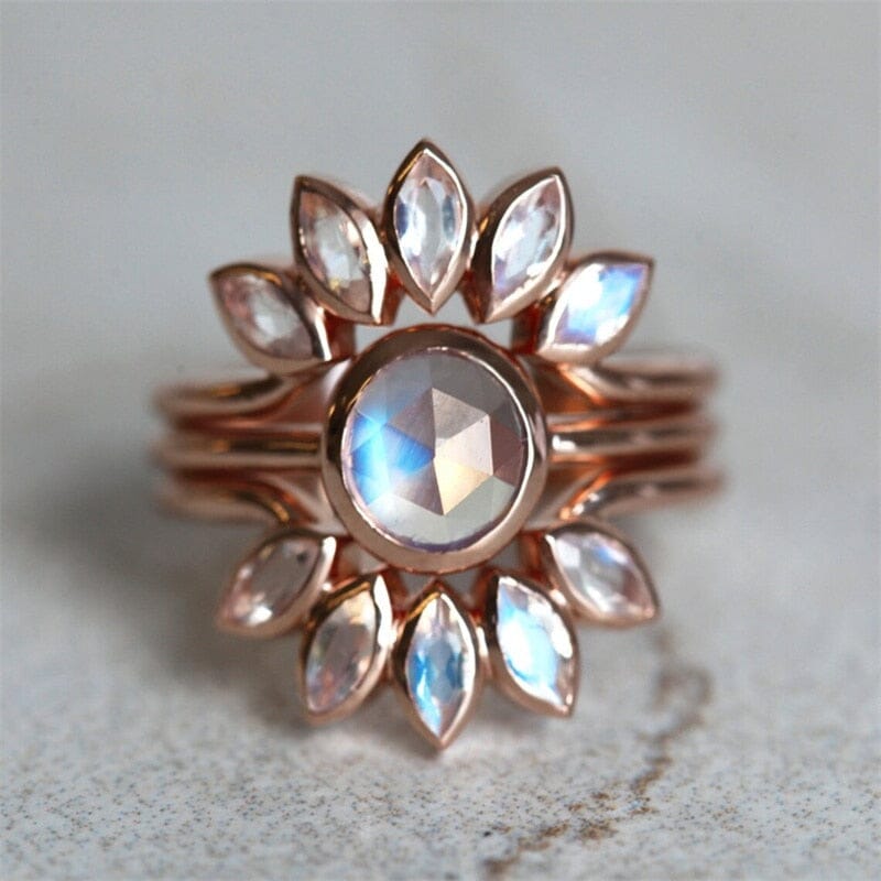 Exquisite Flower Moonstone Ring5Moonstone