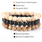 8mm 3Pcs/Set Natural Seven Chakra Stone Beads BraceletSet No.228mm