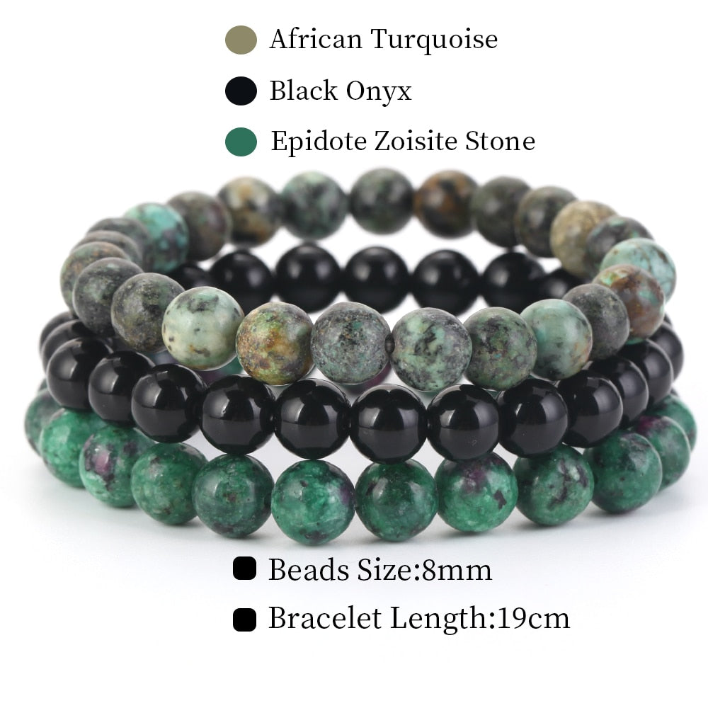 8mm 3Pcs/Set Natural Seven Chakra Stone Beads BraceletSet No.318mm