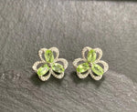 Dainty Flower Peridot Silver Stud EarringsEarrings