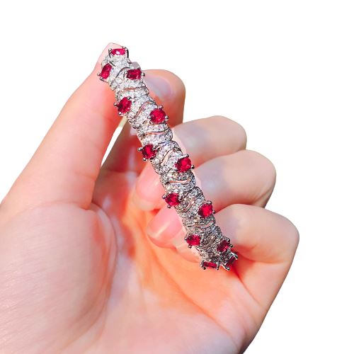 Luxury Ruby 925 Sterling Silver Bangle BraceletBracelet