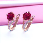 Rose Gold Inlaid Ruby EarringsRing