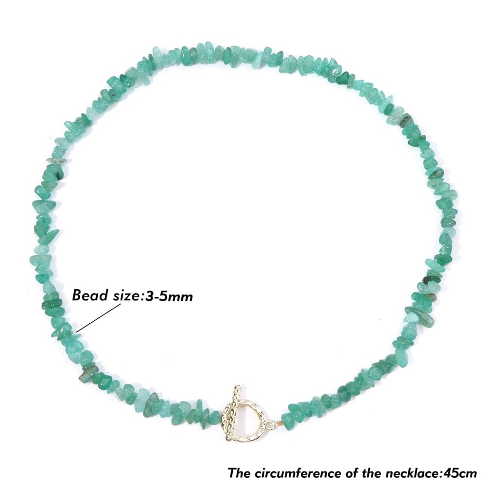 Bohemia Blue Aquamarine Chips Beaded Necklace6 Aventurine