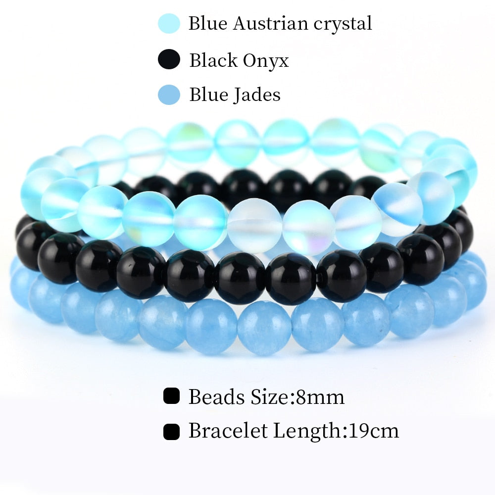 8mm 3Pcs/Set Natural Seven Chakra Stone Beads BraceletSet No.78mm