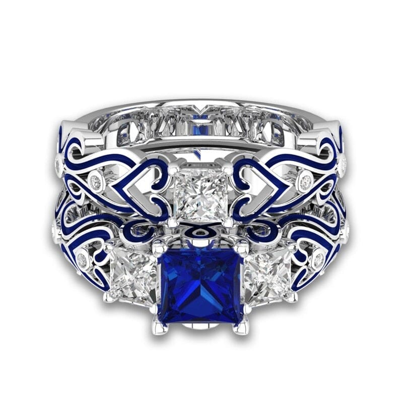 Love Hearts Sapphire Ring - 925 Sterling SilverRing6blue
