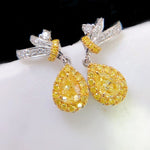 Water Drop Shaped Yellow Stone Citrine Earrings - 925 Sterling SilverEarrings