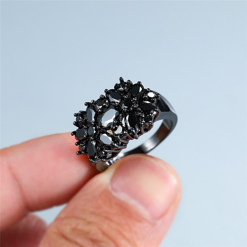 Black Onyx Flower Promise RingRing