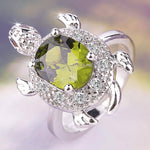 Lovely Cute Turtle Peridot RingRing