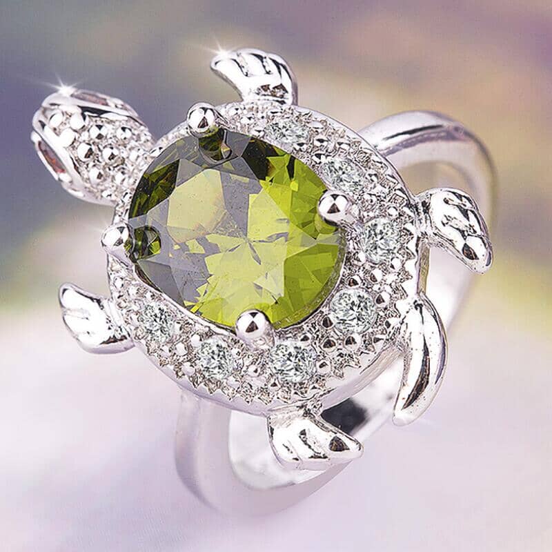 Lovely Cute Turtle Peridot RingRing