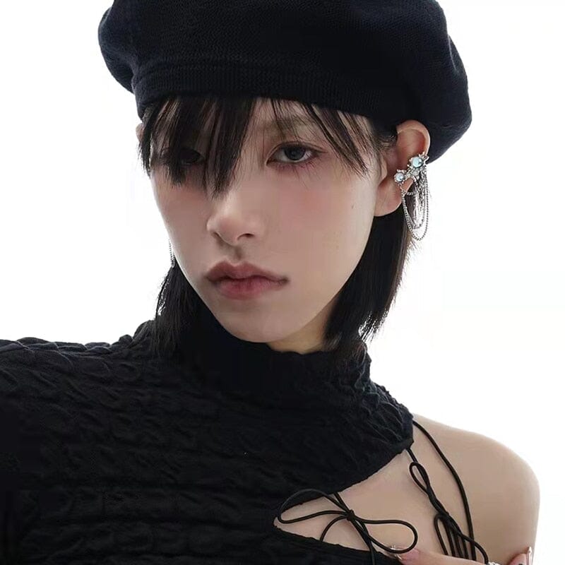 Creative Luminous Glowing Moonstone Chain Tassel Drop EarringsEarrings