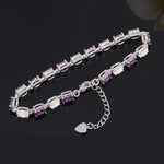 White Fire Opal and Amethyst Adjustable Chain BraceletBracelet