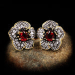 Exquisitely Inlaid Colored Ruby Rose Flower Earrings - 925 Sterling SilverEarrings
