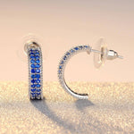 Geometric Blue Opal Aquamarine Stud Earrings - 925 Sterling SilverEarrings