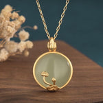 Green Jade Lotus Pendant NecklaceNecklace