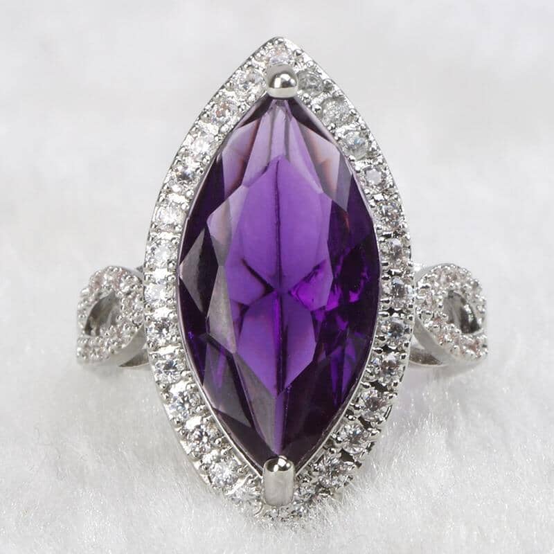 Glamorous Amethyst Zircon Ring - 925 Sterling SilverRing