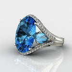 Luxury Female Big Oval Olive Green Peridot RingRing6Blue