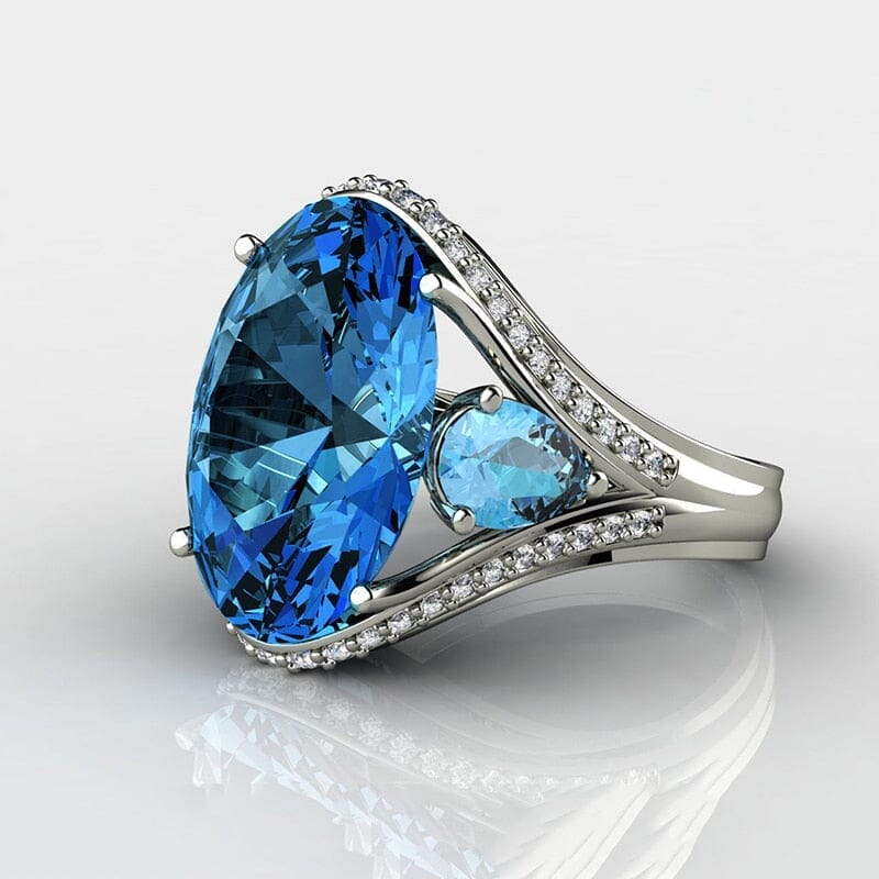 Luxury Female Big Oval Olive Green Peridot RingRing6Blue