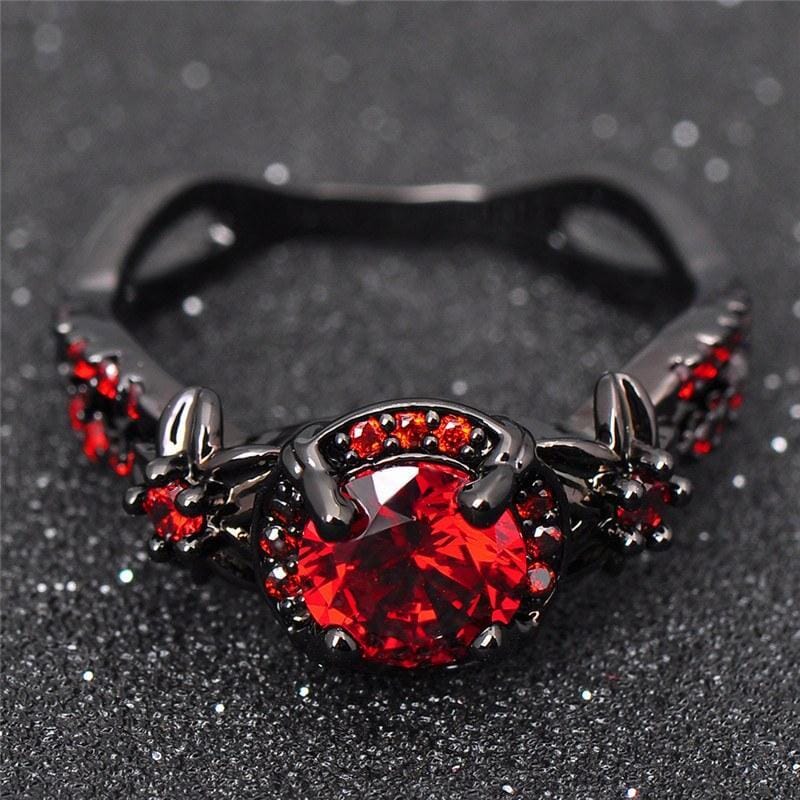 Flower Ruby Black Gold RingRing