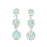 BOHO Green Fire Opal Round Stone Long Drop EarringsEarrings