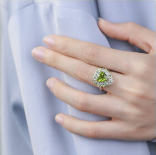 Green Heart Peridot Open RingRing